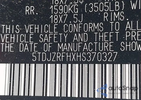 2017 Toyota Highlander Xle z USA, uszkodzony, nr VIN 5TDJZRFHXHS370327